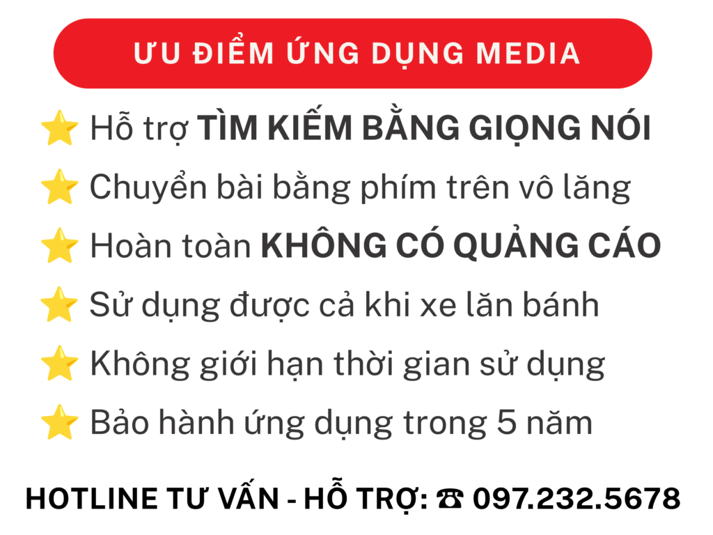 Xem YouTube trên màn hình ô tô với ứng dụng Media